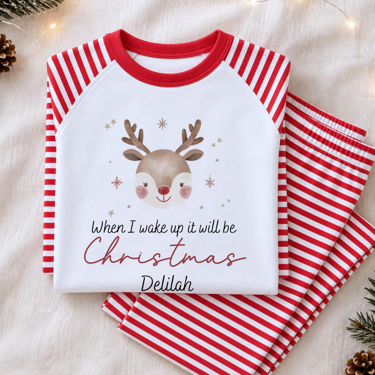 Personalised White Christmas Eve Pyjamas and Babygrow