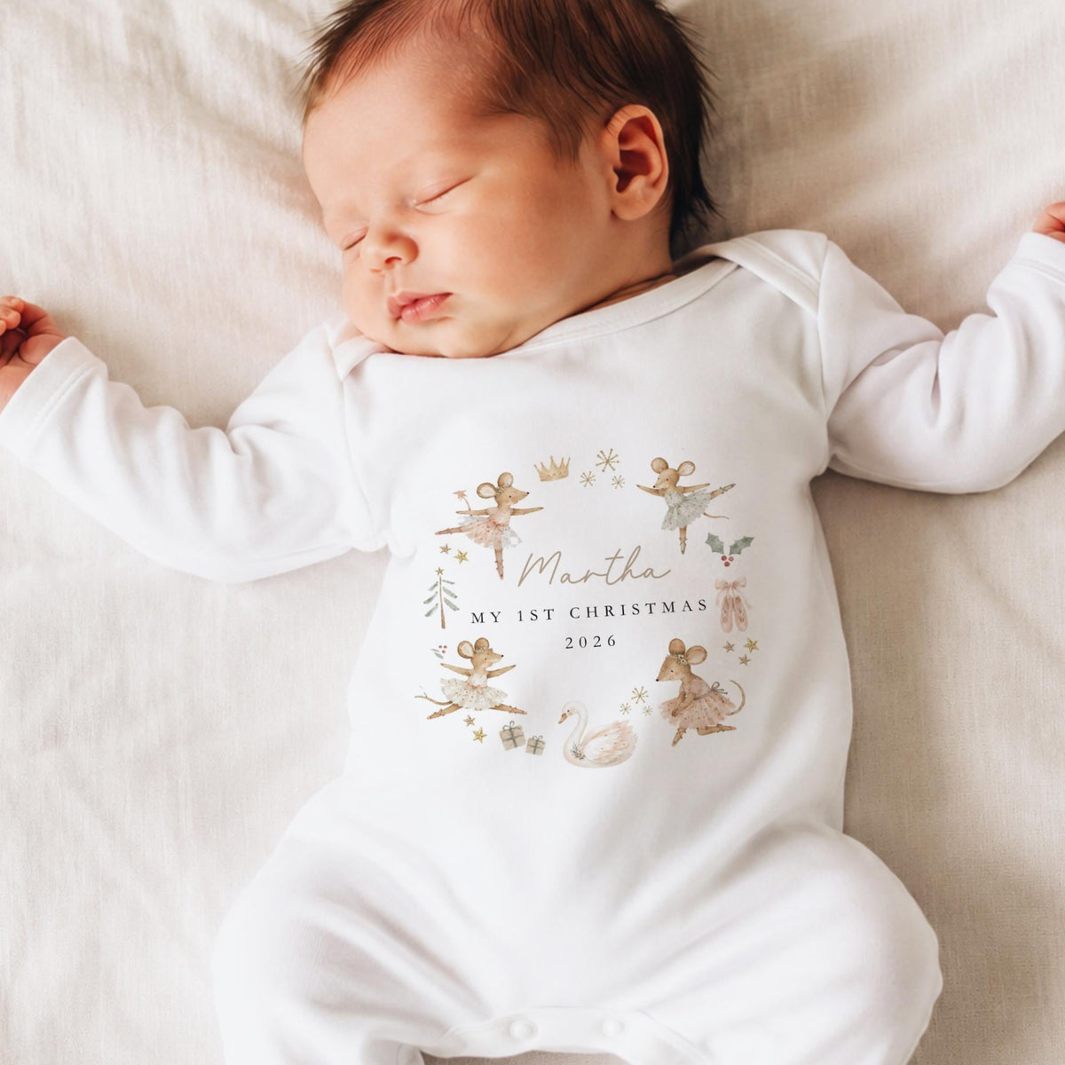 Personalised Baby Girl First Christmas Pyjamas – Design 1