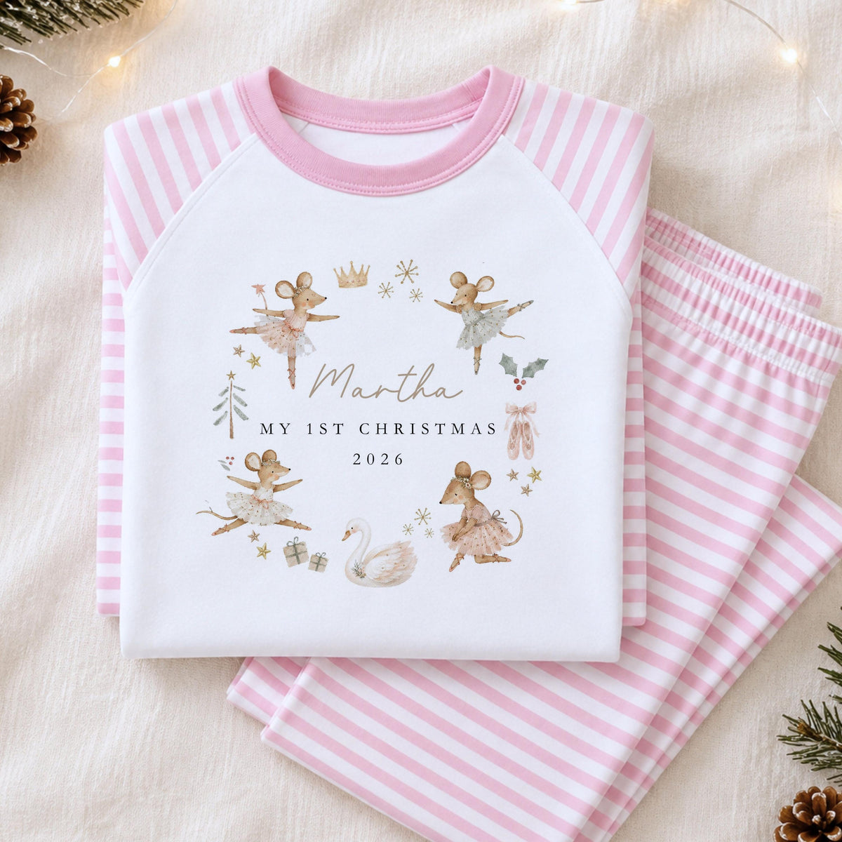 Personalised Baby Girl First Christmas Pyjamas – Design 1