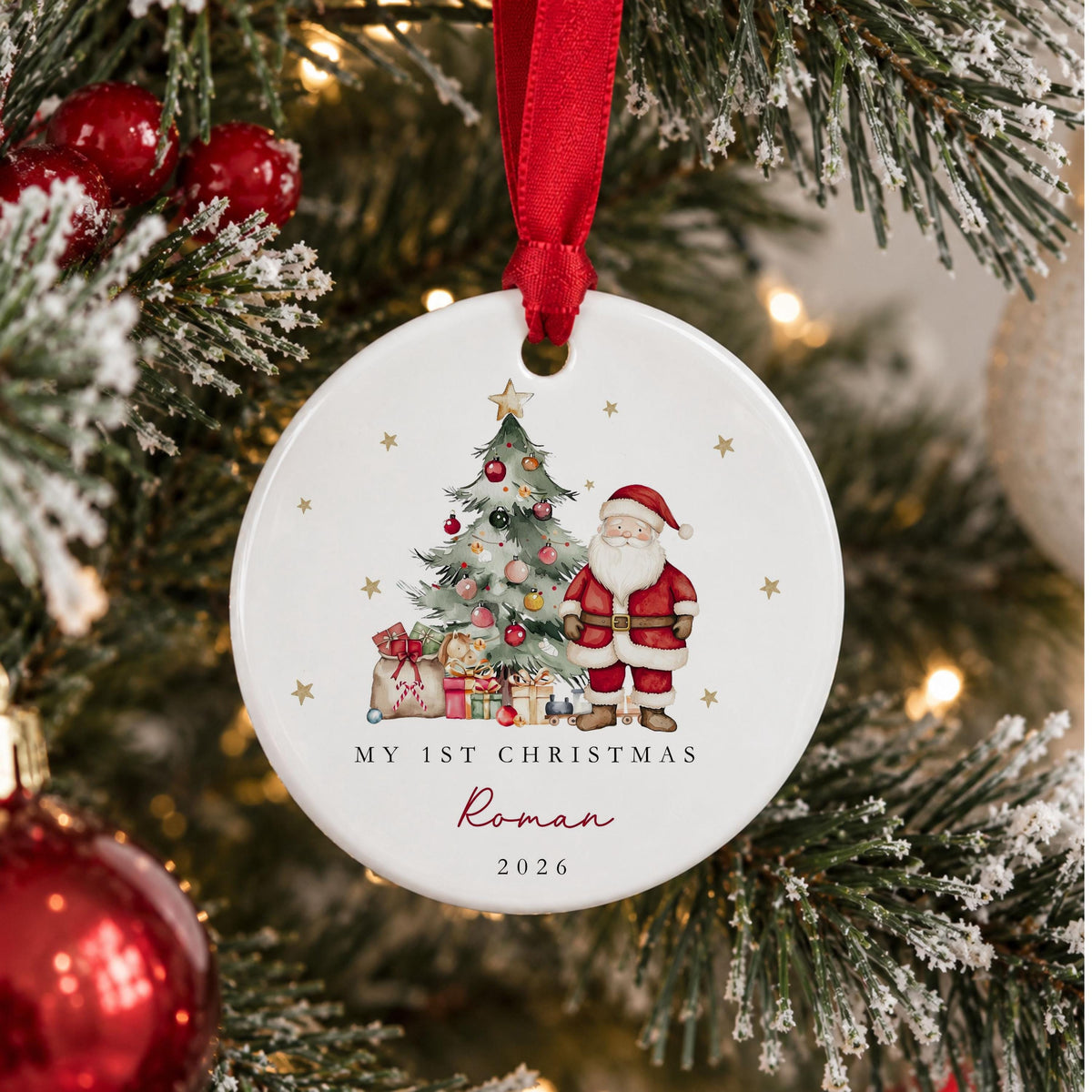 Personalised Baby’s First Christmas Bauble, 1st Christmas Ceramic Decoration, Baby Christmas Keepsake, Personalised Tree Ornament