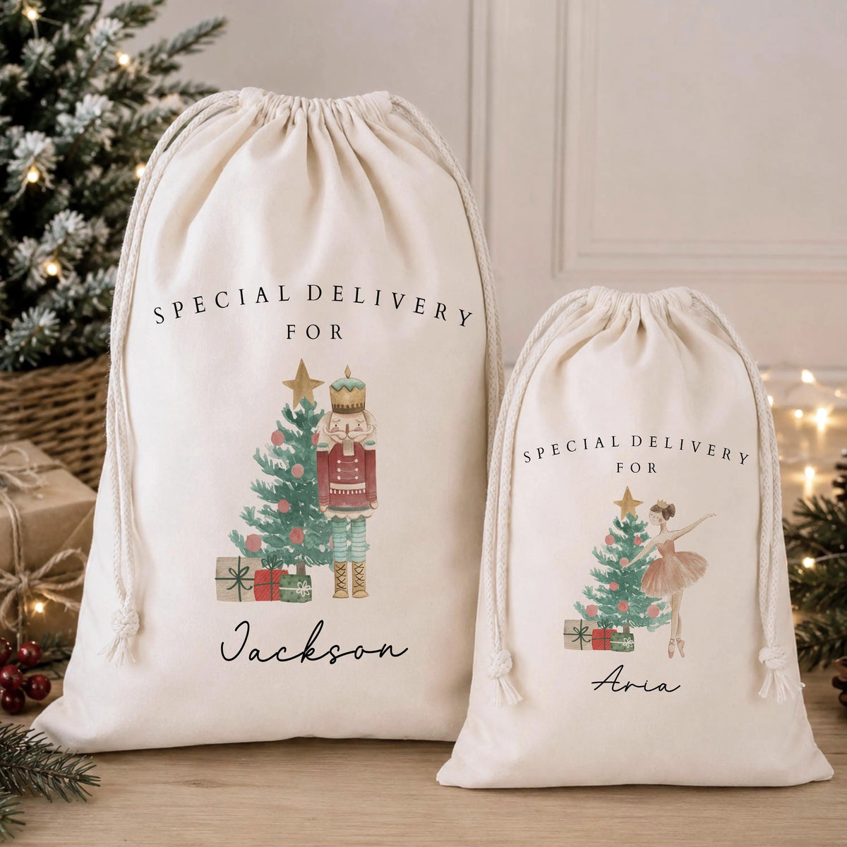 Personalised Nutcracker & Ballerina Christmas Sack