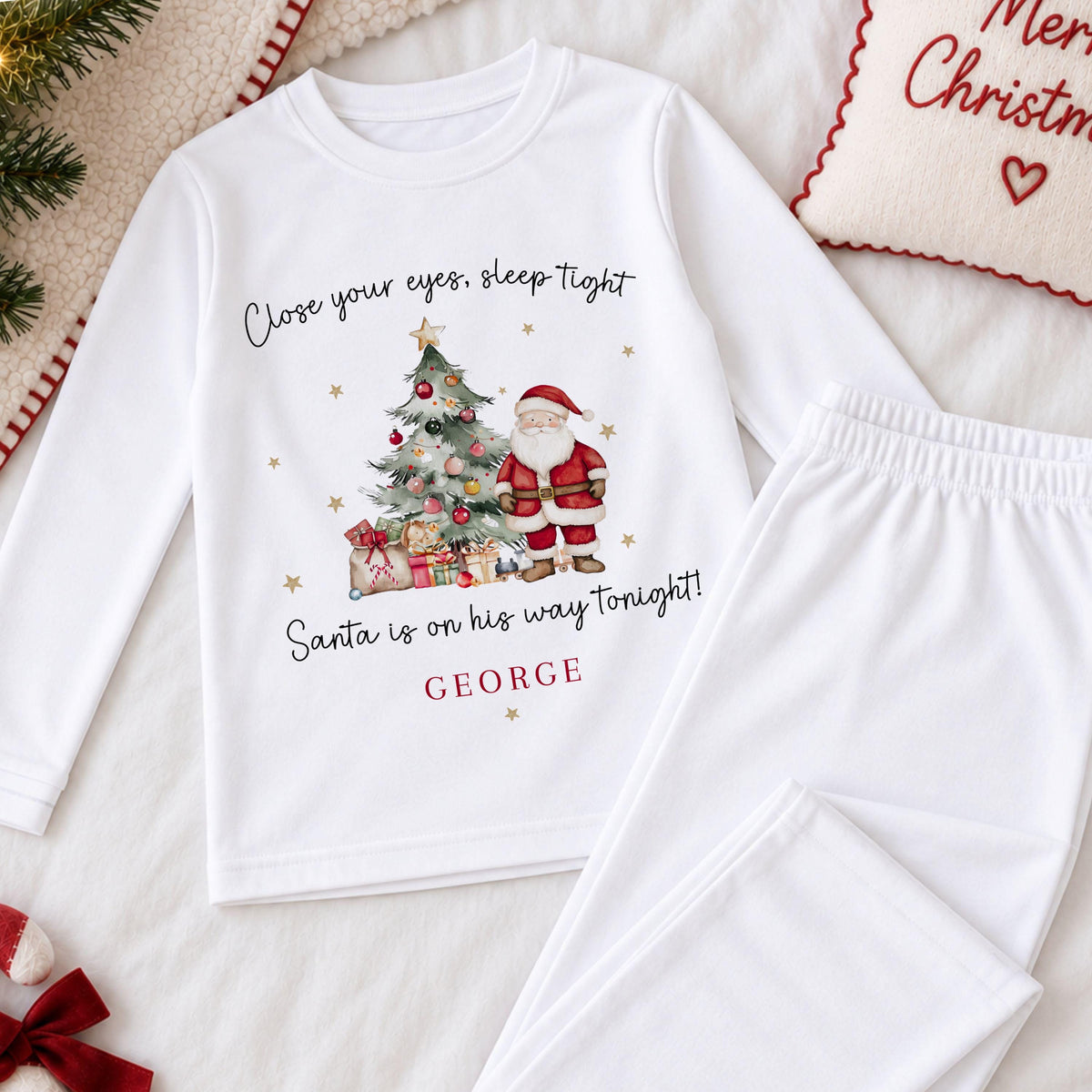 Personalised Kids Christmas Pyjamas, Boys Girls Christmas Pjs, Matching Sibling Pyjamas, Personalised Kids Xmas Outfit
