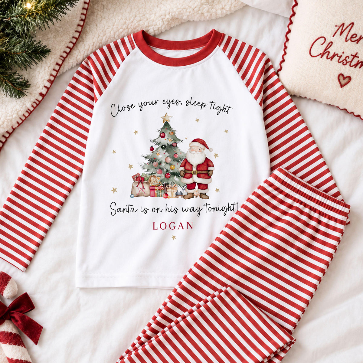 Personalised Kids Christmas Pyjamas, Boys Girls Christmas Pjs, Matching Sibling Pyjamas, Personalised Kids Xmas Outfit