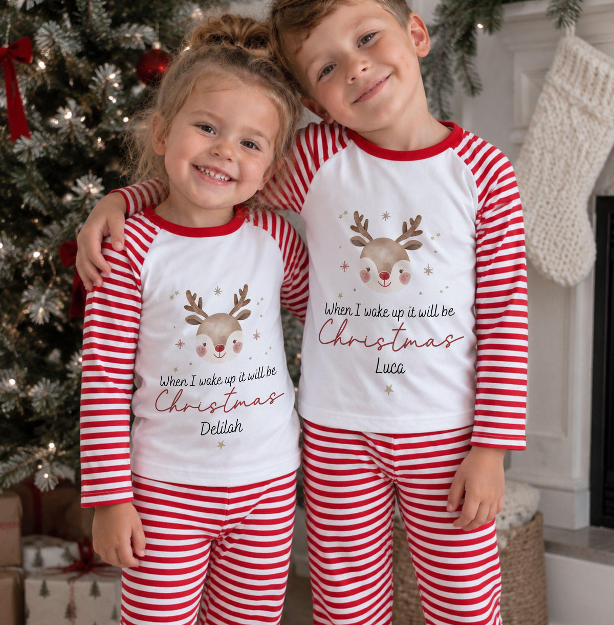 Personalised White Christmas Eve Pyjamas and Babygrow