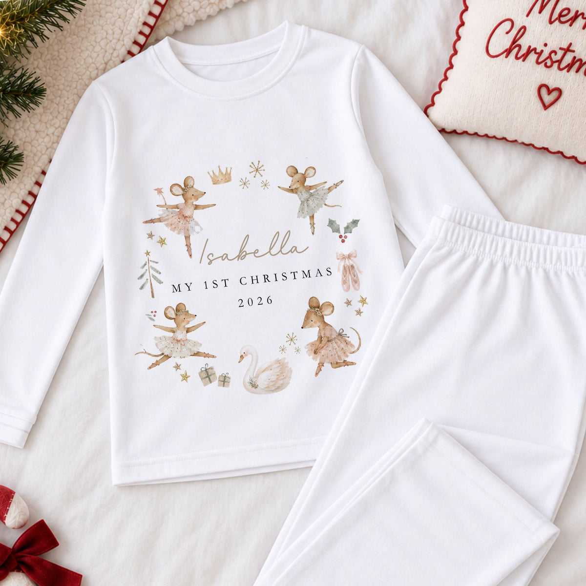 Personalised Baby Girl First Christmas Pyjamas – Design 1