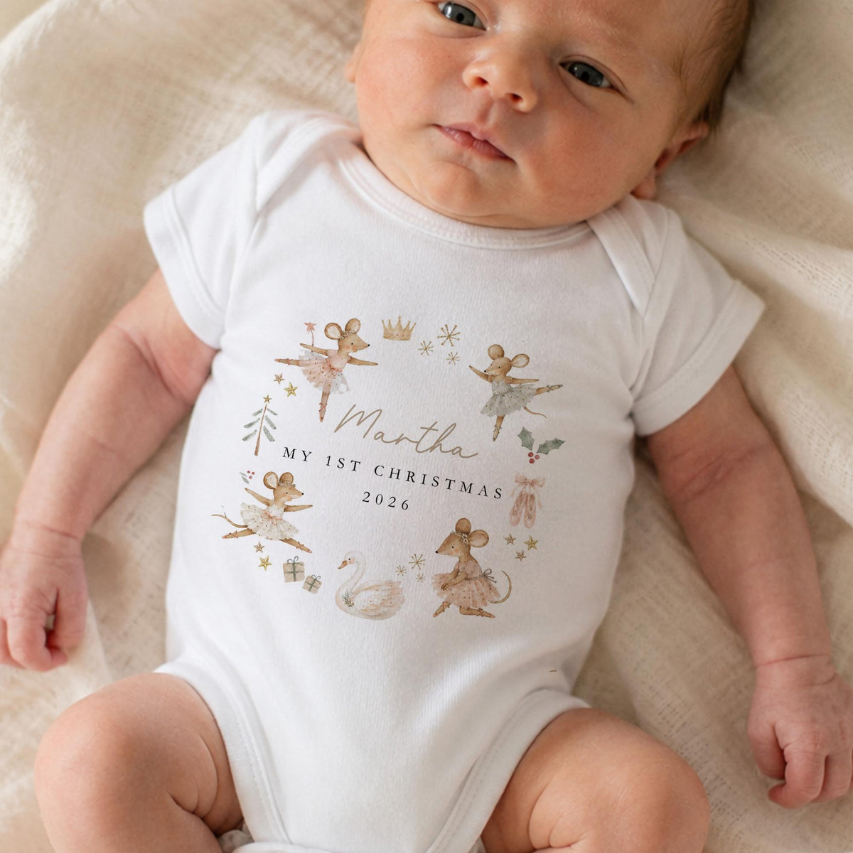 Personalised Baby Girl First Christmas Pyjamas – Design 1