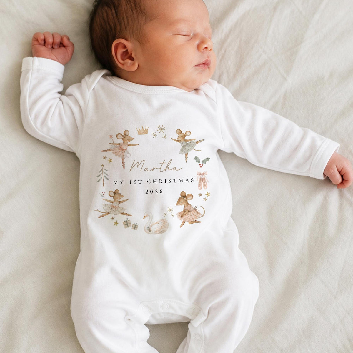Personalised Baby Girl First Christmas Pyjamas – Design 1