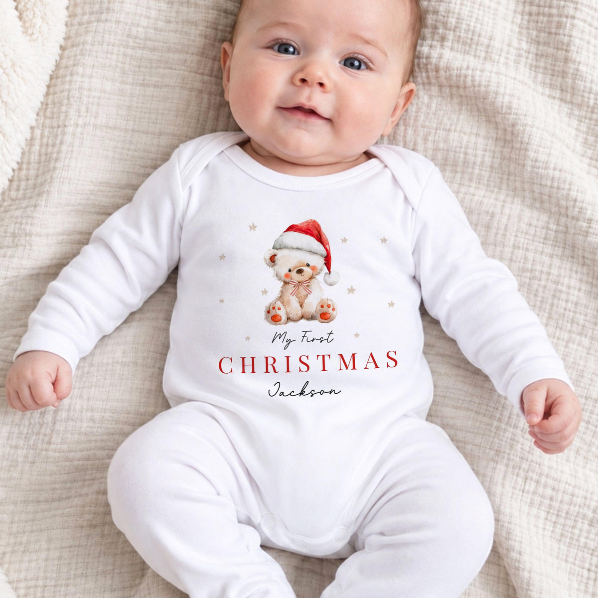 Personalised Baby First Christmas Babygrow, Boys Girls 1st Christmas Sleepsuit, Baby Xmas Outfit, Newborn Christmas Gift
