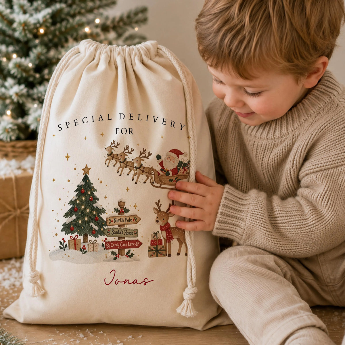 Personalised Cotton Santa Sack