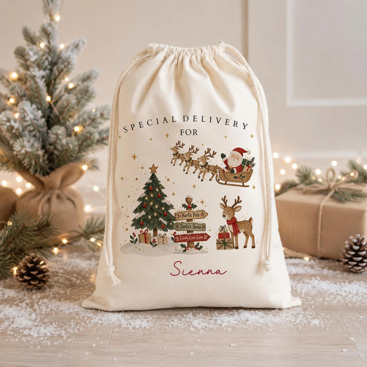 Personalised Cotton Santa Sack