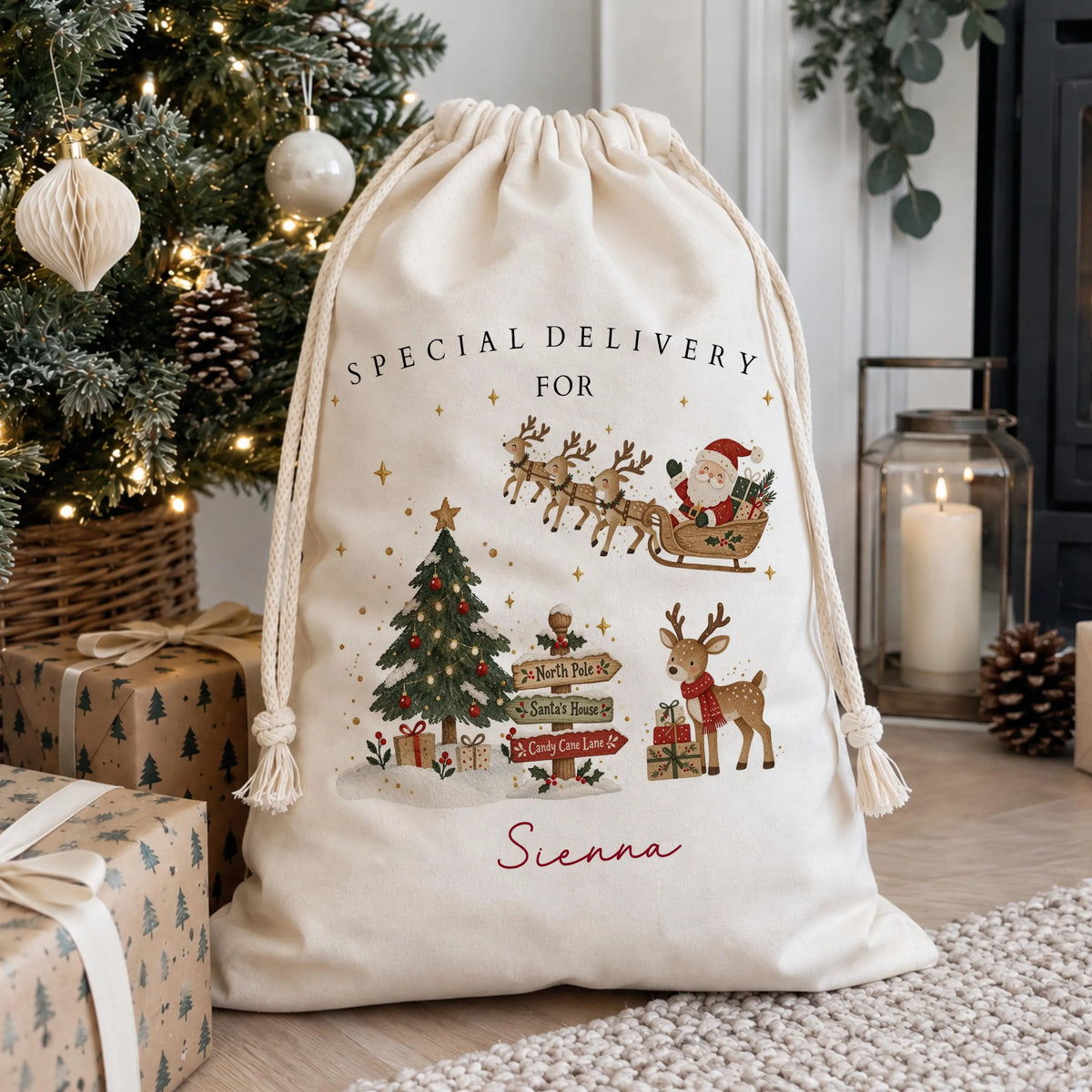 Personalised Cotton Santa Sack